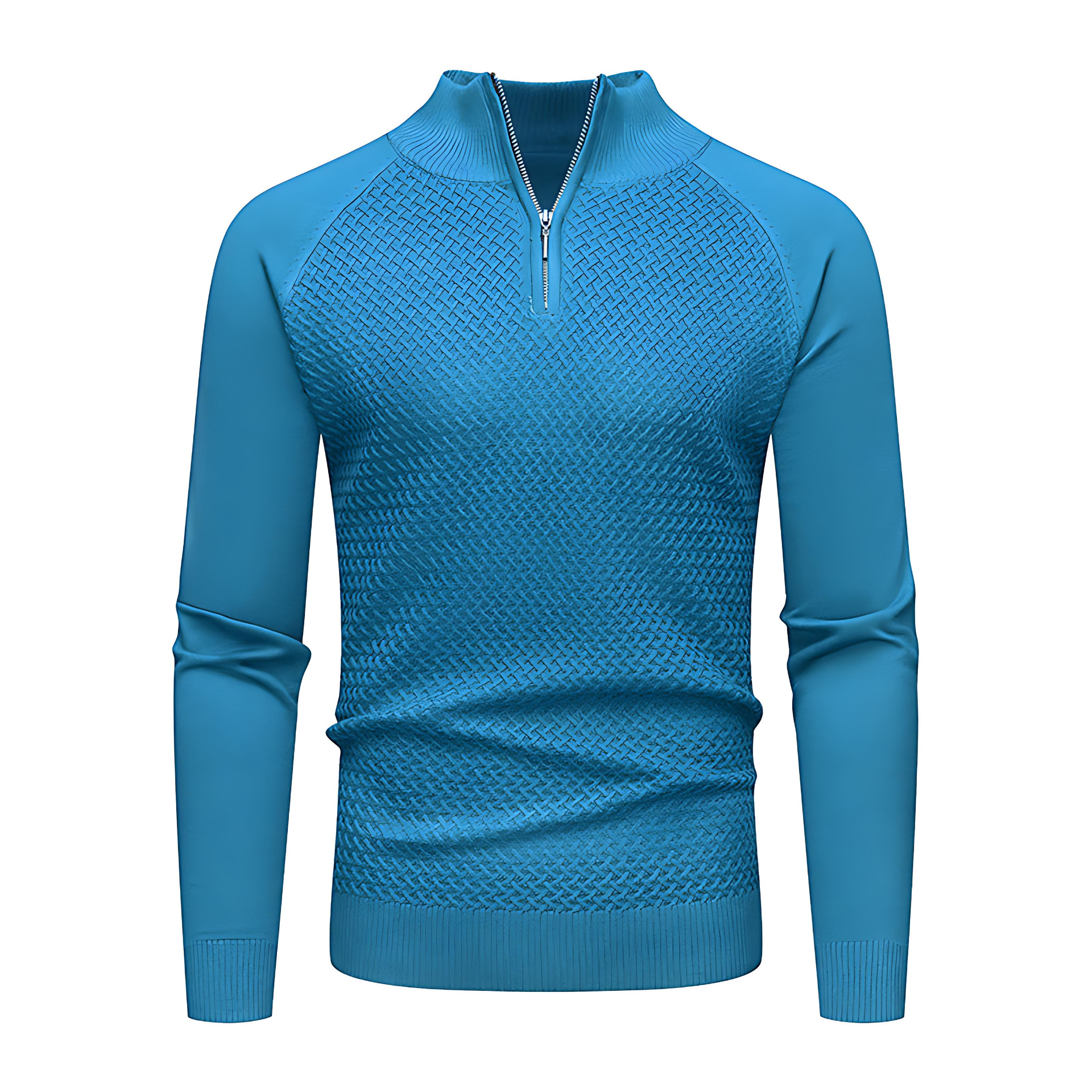 Men's Thick Textured Quarter Zip Jumper Sweater - OutfitLondon