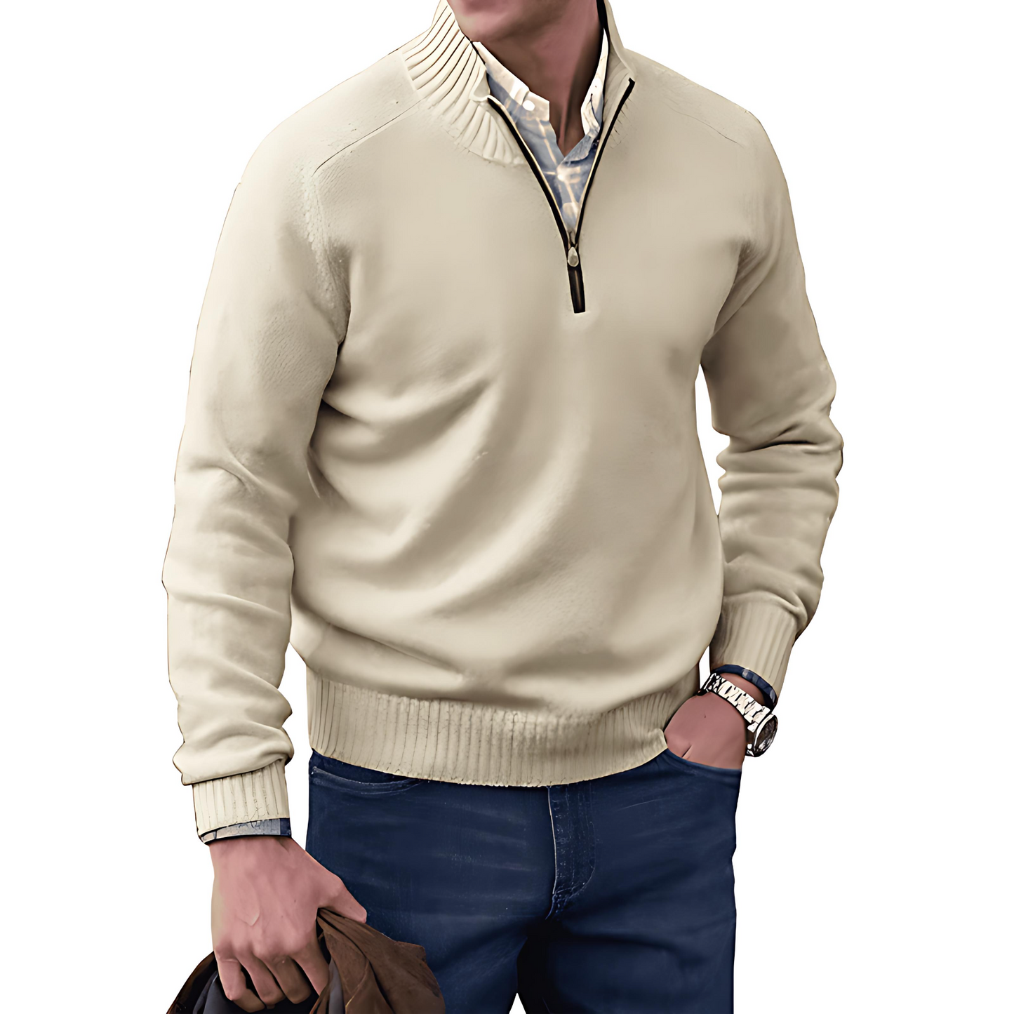 Cozy Cable Knit Half Zip Sweater - OutfitLondon