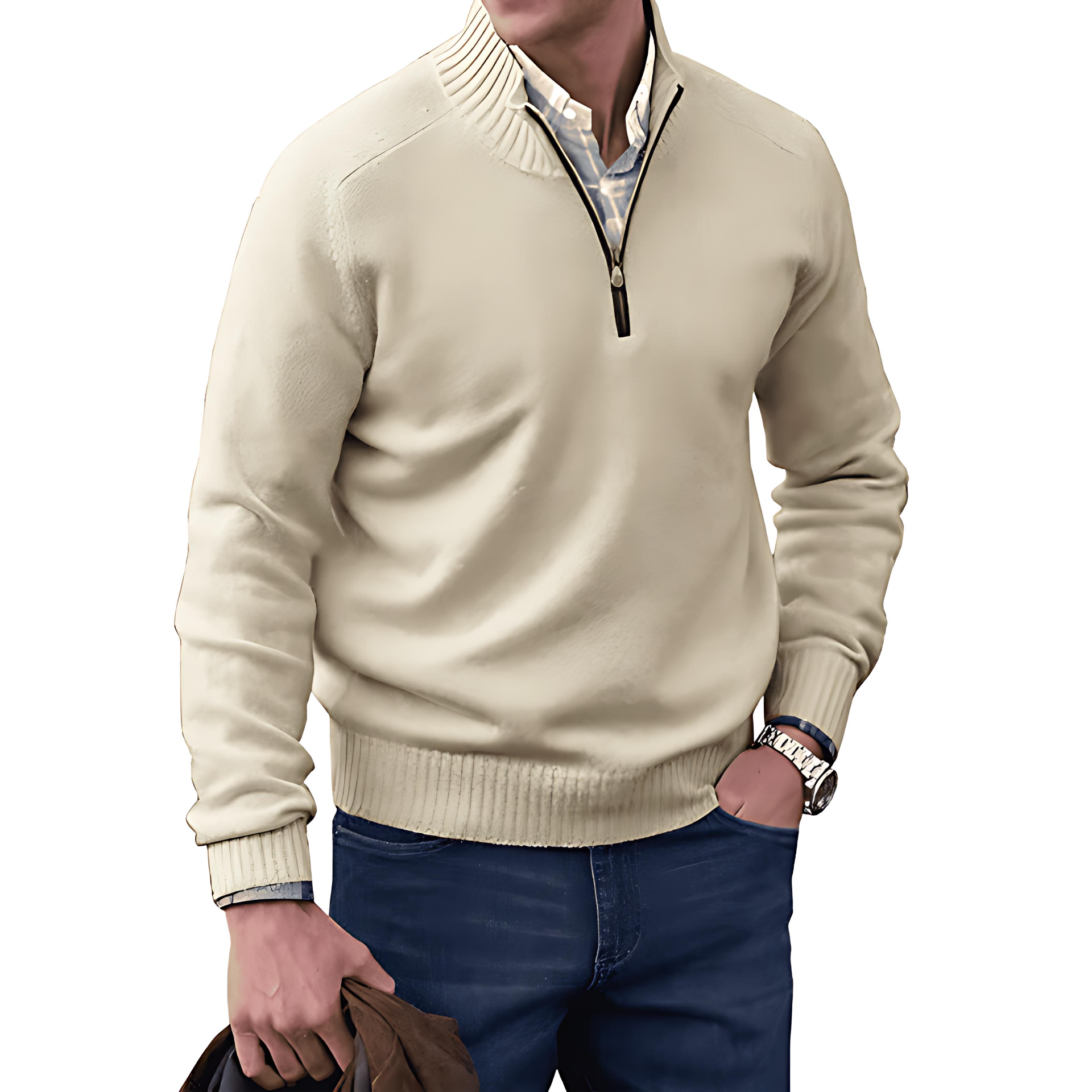 Cozy Cable Knit Half Zip Sweater - OutfitLondon