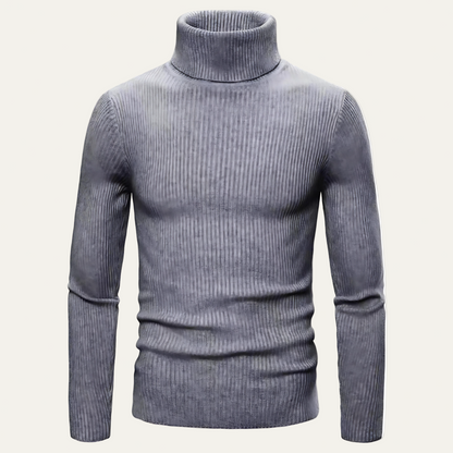 Men's Fit Ribbed Turtleneck Jumper Sweater - OutfitLondon