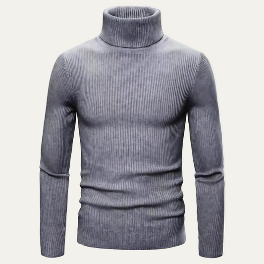 Men's Fit Ribbed Turtleneck Jumper Sweater - OutfitLondon