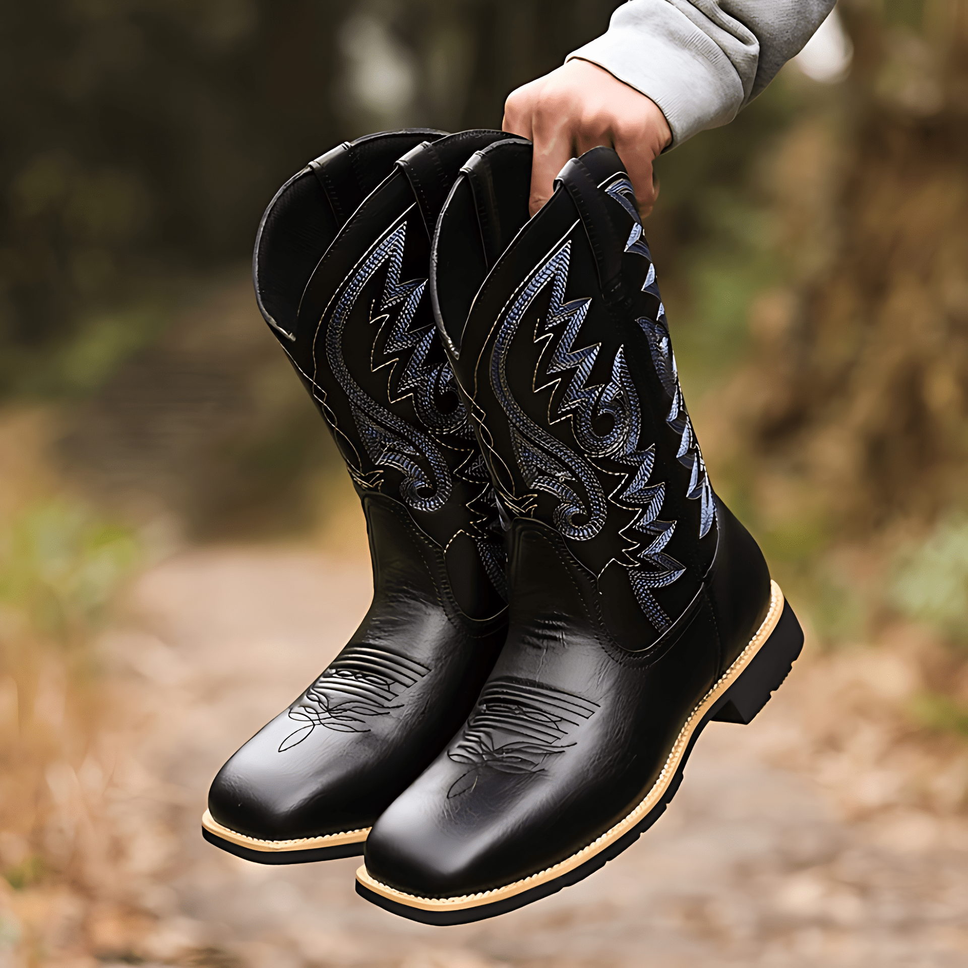 Retro Embroidered Classic Cowboy Riding Boots - OutfitLondon