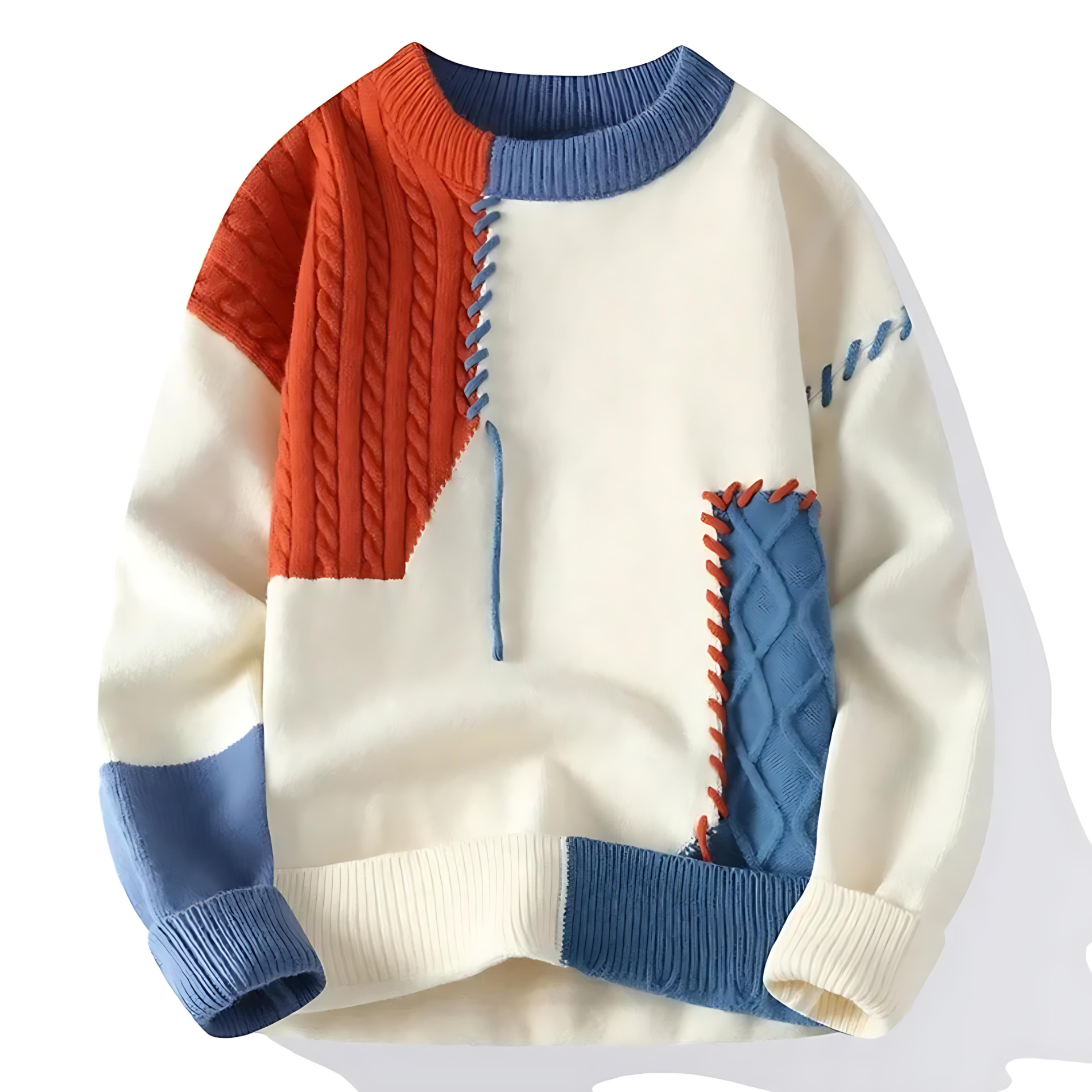 Classic Cozy Patchwork Knit Sweater - OutfitLondon