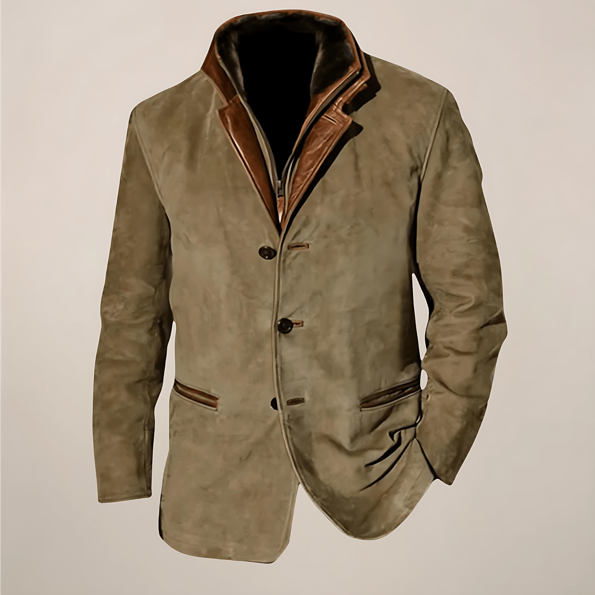 Classic Turn-Down Collar Leather Jacket - OutfitLondon