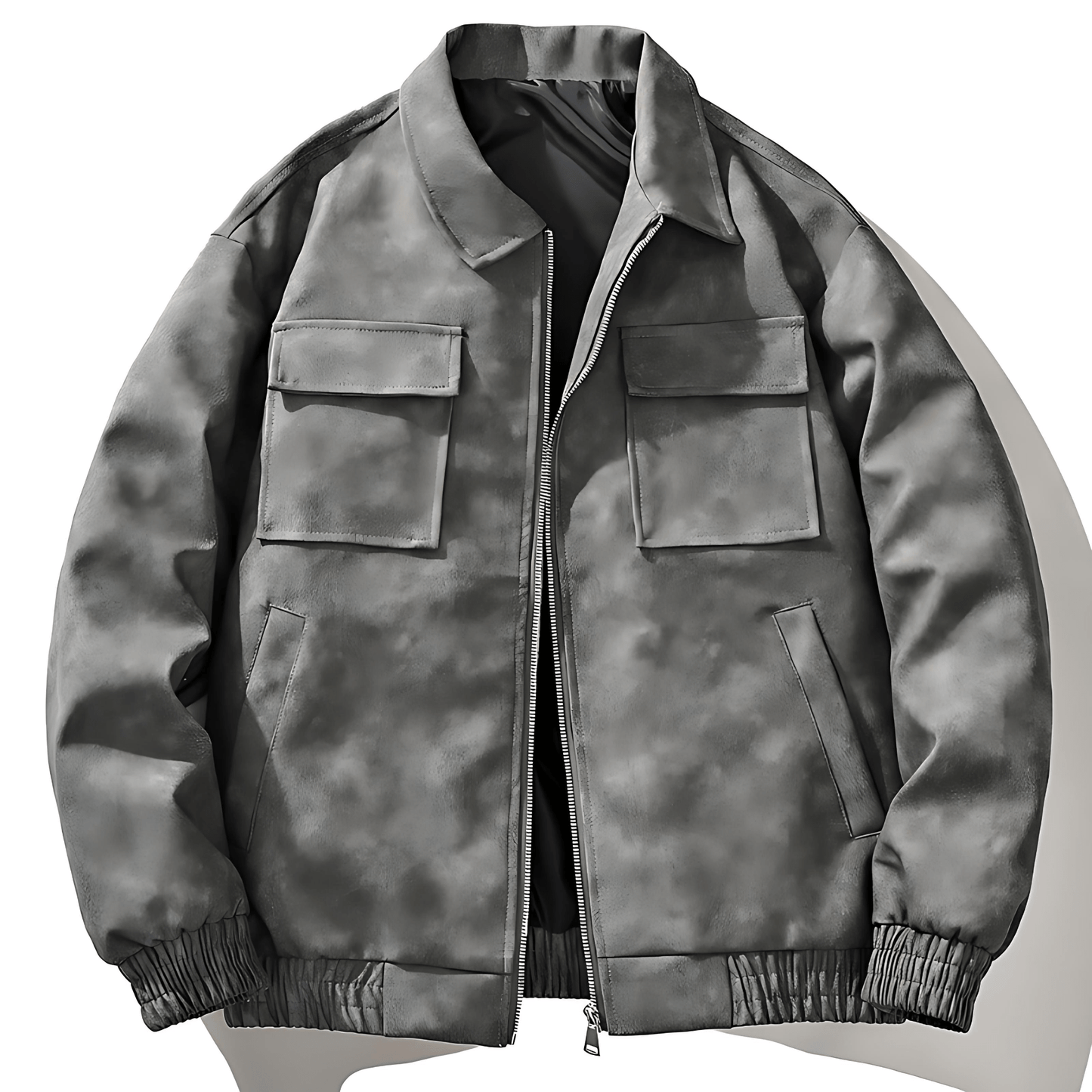Retro Style Zipper Pocket Bomber Jacket - OutfitLondon