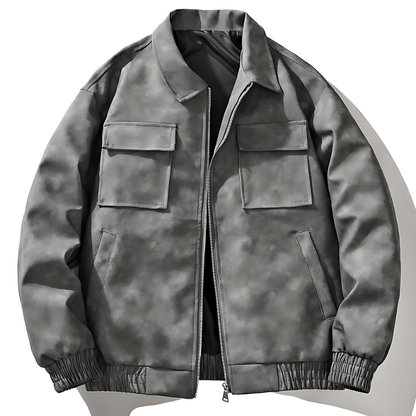 Retro Style Zipper Pocket Bomber Jacket - OutfitLondon