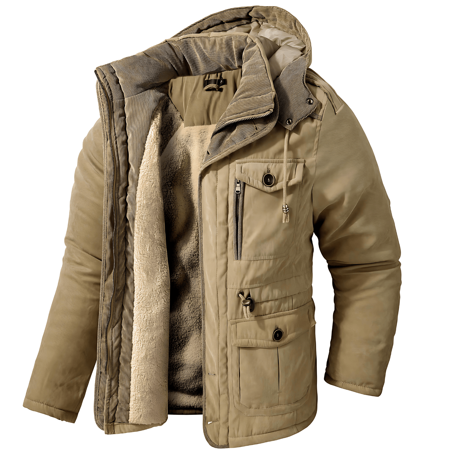 Cozy Fleece Lined Hoodie Wool Coat - OutfitLondon
