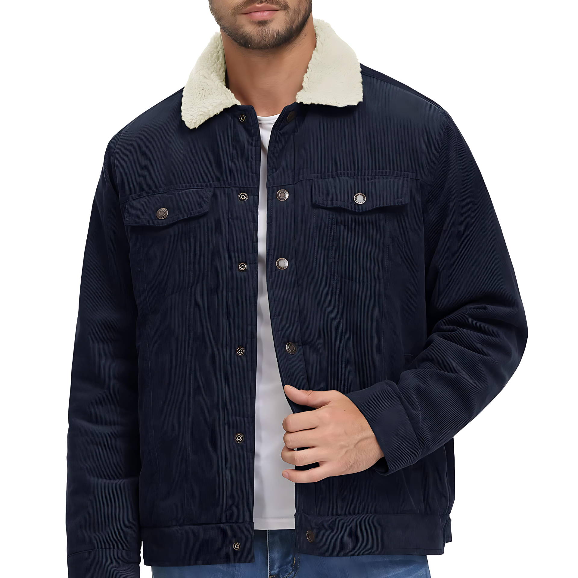 Waterproof Teddy Fleece Corduroy Coat - OutfitLondon