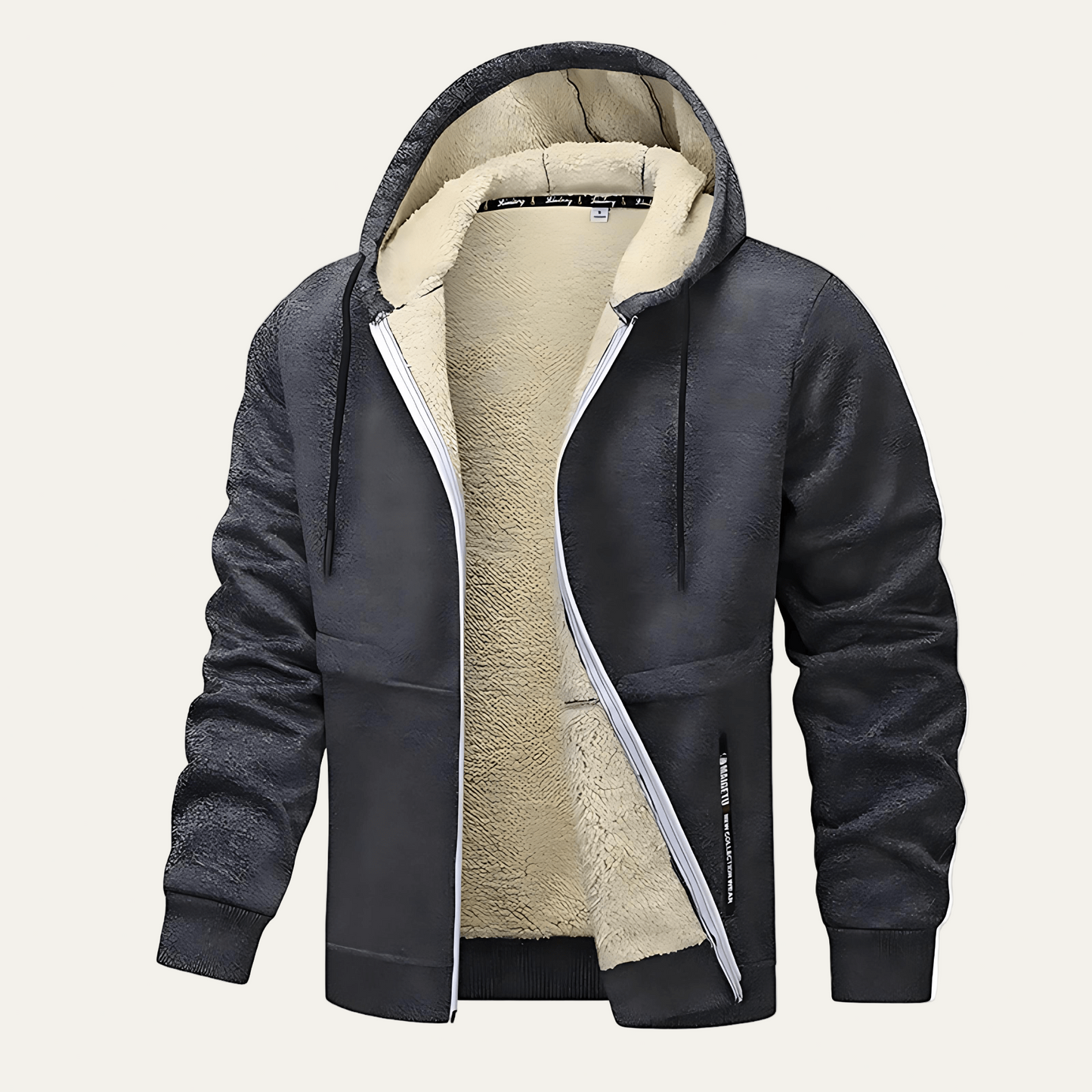 Warm Fleece Lined Men's Zip Up Hoodie - OutfitLondon