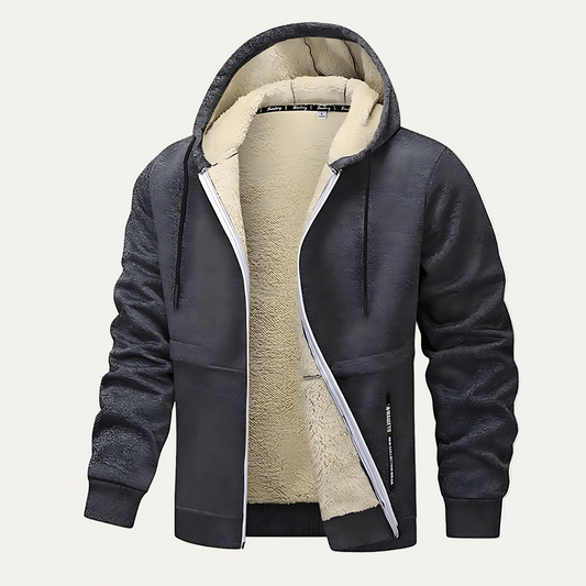 Warm Fleece Lined Men's Zip Up Hoodie - OutfitLondon