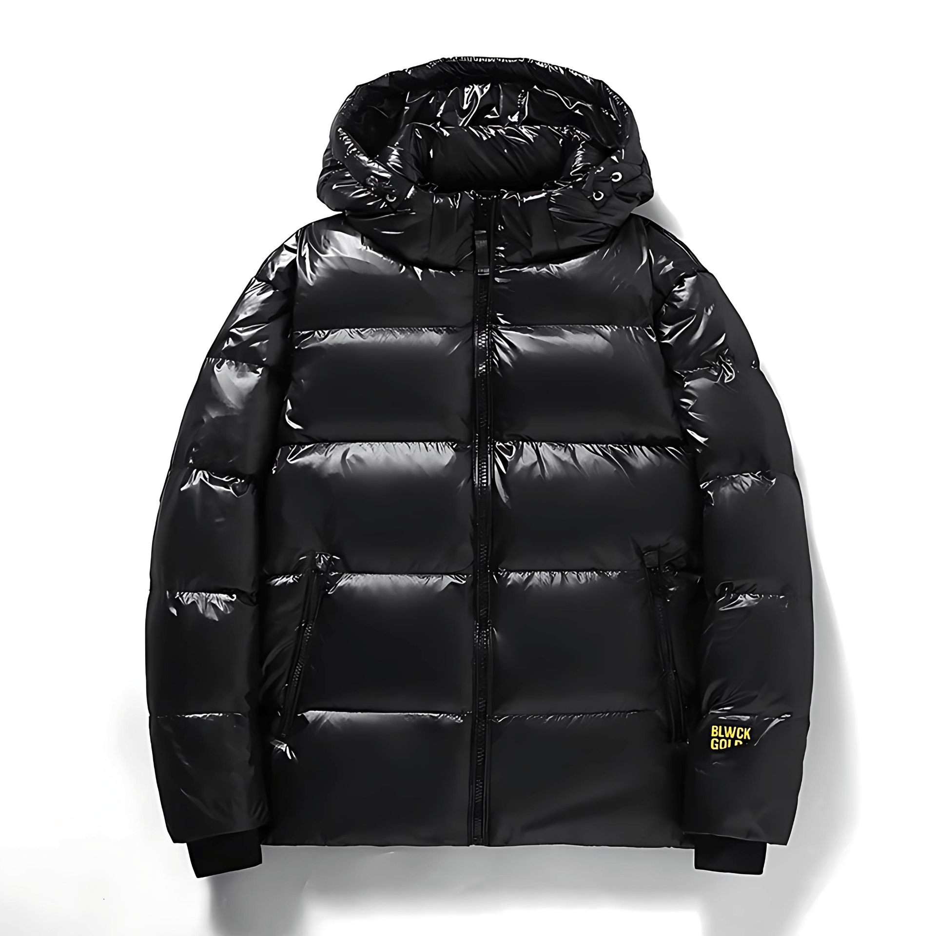 Warm Black Down Filled Hoodie Jacket - OutfitLondon