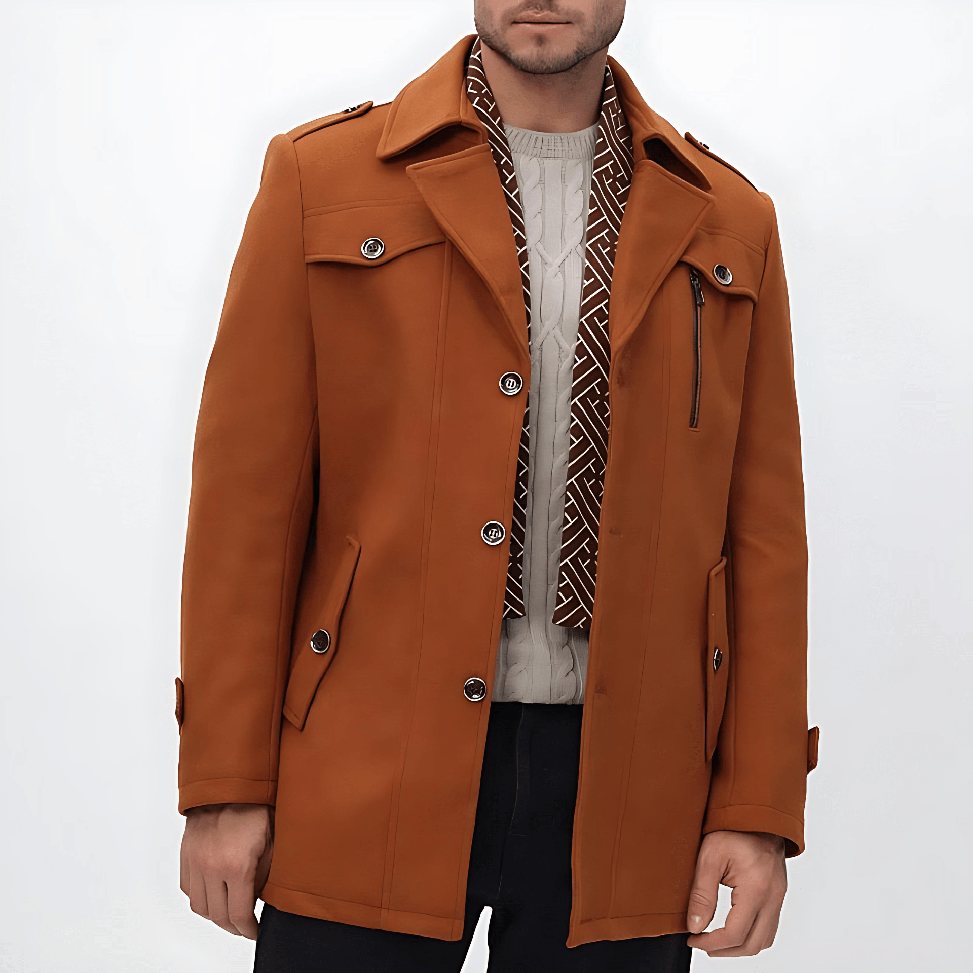 Warm Wool Mix Classic Fit Trench Coat - OutfitLondon