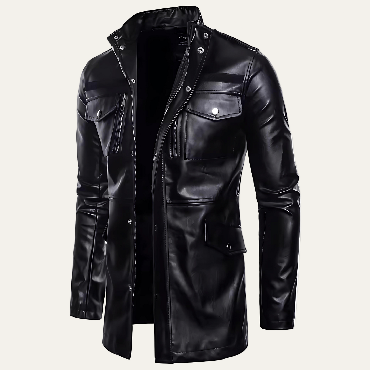 Men's Classic Synthetic Leather Biker Jacket - OutfitLondon