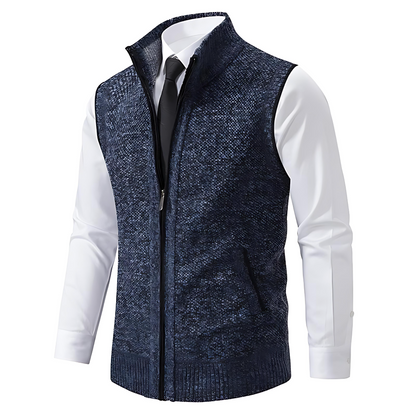 Warm Zipper Knitted Vest Mock Neck - OutfitLondon