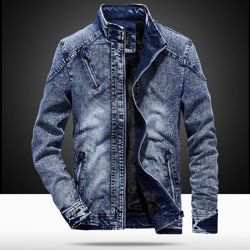 Relaxed Fit Blue Cotton Jeans Jacket - OutfitLondon