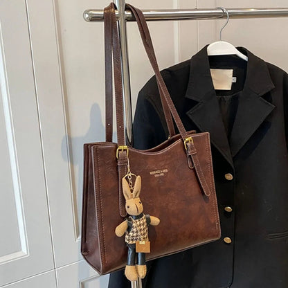 Fun Large Faux Leather Tote Bag with Cute Charm
