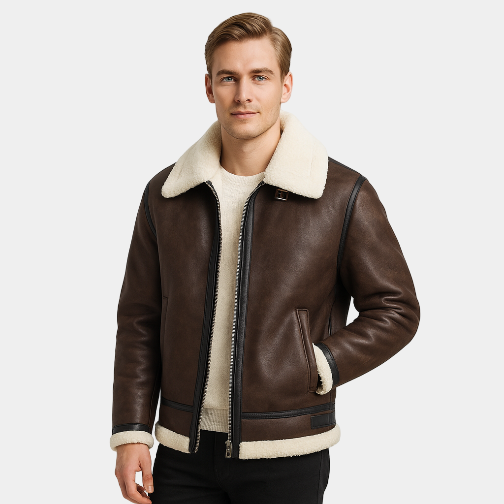 Men's Faux Fur Aviator Jacket - Thick Warm Parka