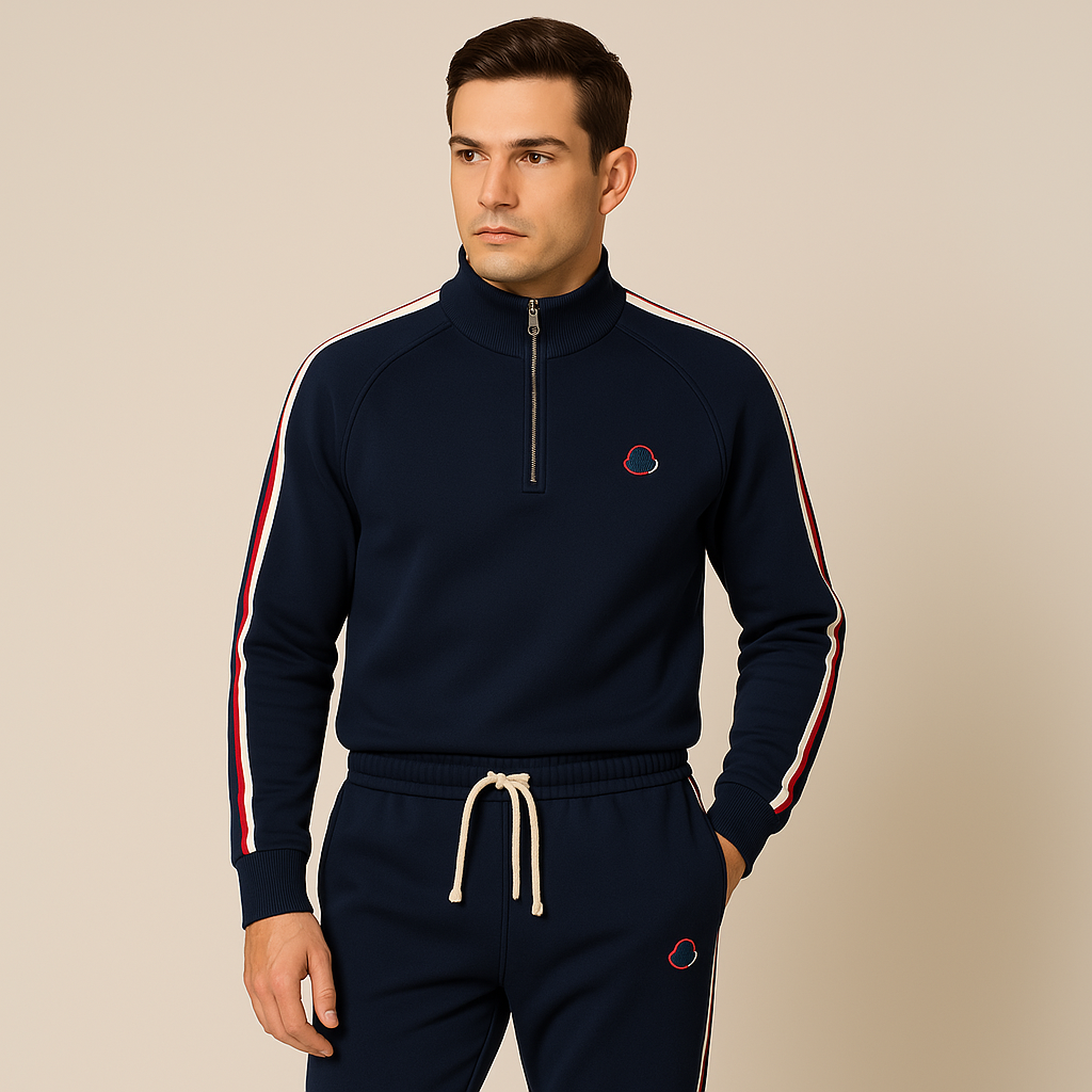 Comfortable Dark Blue Tracksuit Set - OutfitLondon