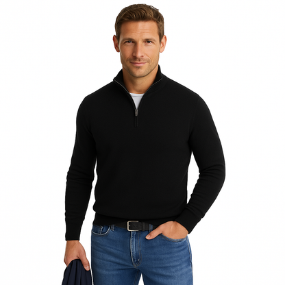 Casual Men's Zip Front V-Neck Sweater - OutfitLondon