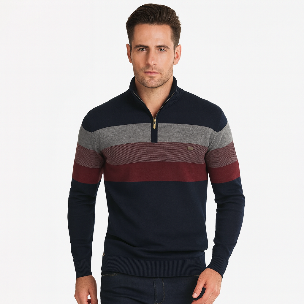 Casual Pullover Quarter Zip Sweater - OutfitLondon