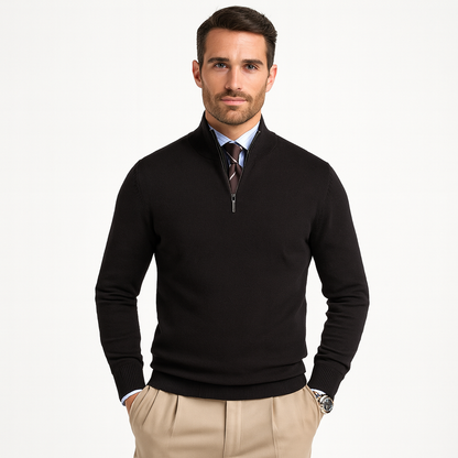 Pullover Mid-Zip Knit Sweater - OutfitLondon