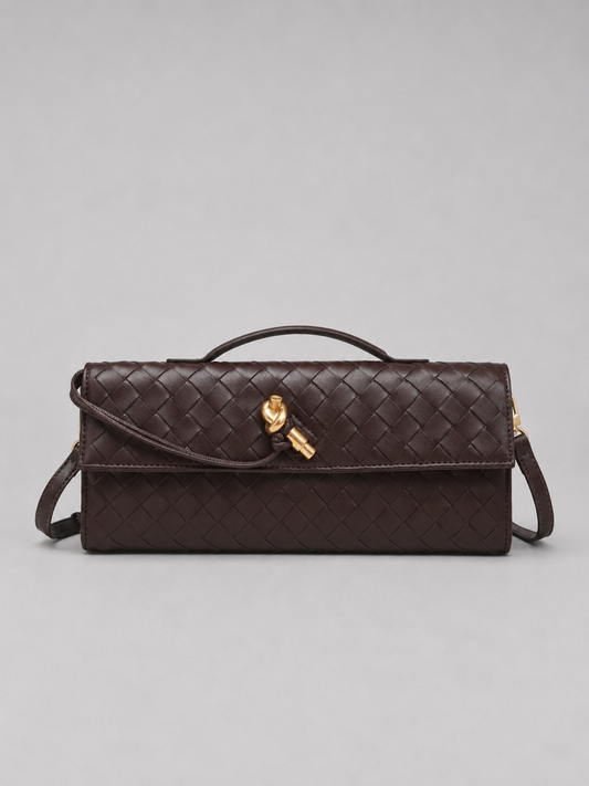 Women's Elegant Woven Leather Look Clutch Bag