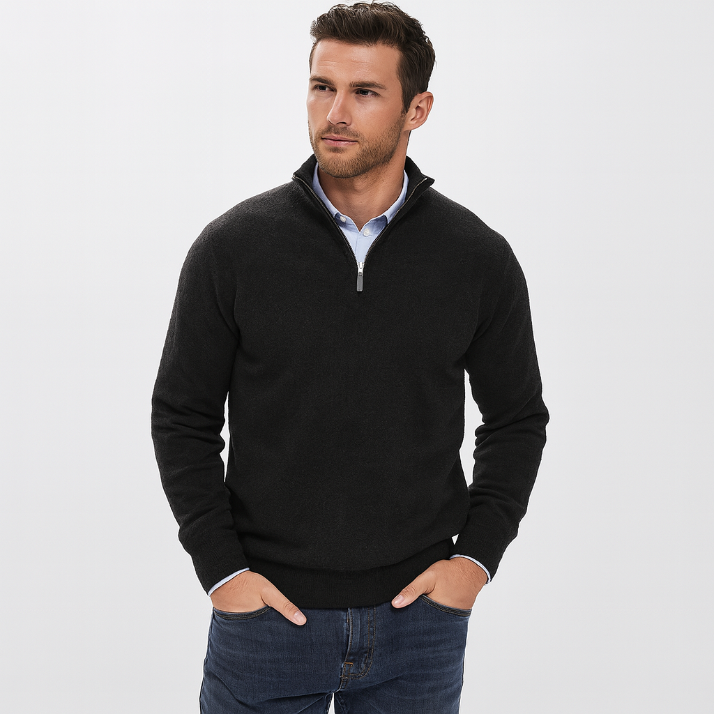 Luxury Men's Zip Cashmere Sweater - OutfitLondon