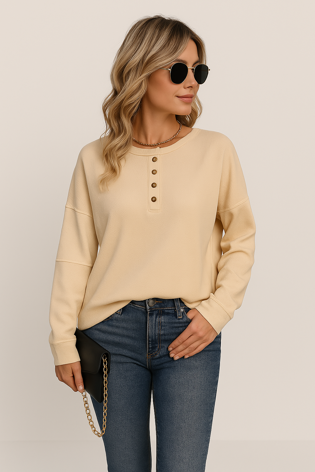 Soft Women's Thermal Waffle Top Button Down Shirt - OutfitLondon