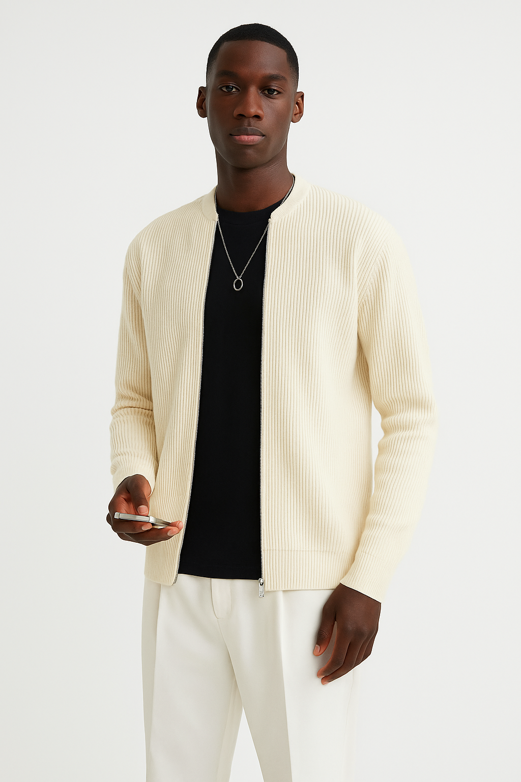 Simple Men's Ribbed Crew Neck Pullover Sweater