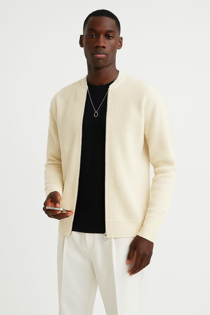 Simple Men's Ribbed Crew Neck Pullover Sweater