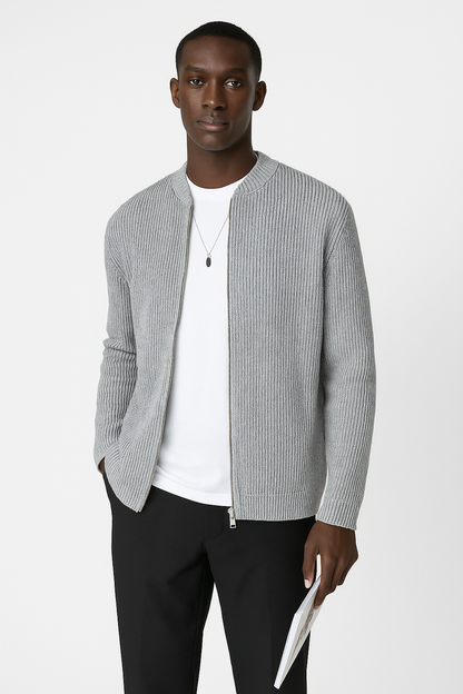 Simple Men's Ribbed Crew Neck Pullover Sweater