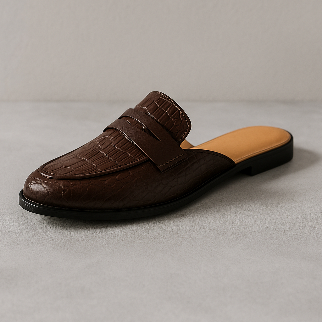 Classic Brown Leather Slip On Shoes for Men