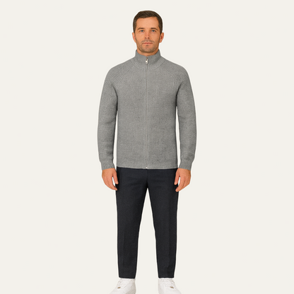 Men's Thick Zipper Crew Neck Knitted Sweater