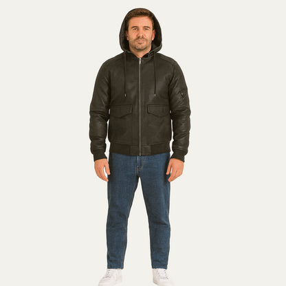 Men's Synthetic Leather Zip Up Jacket