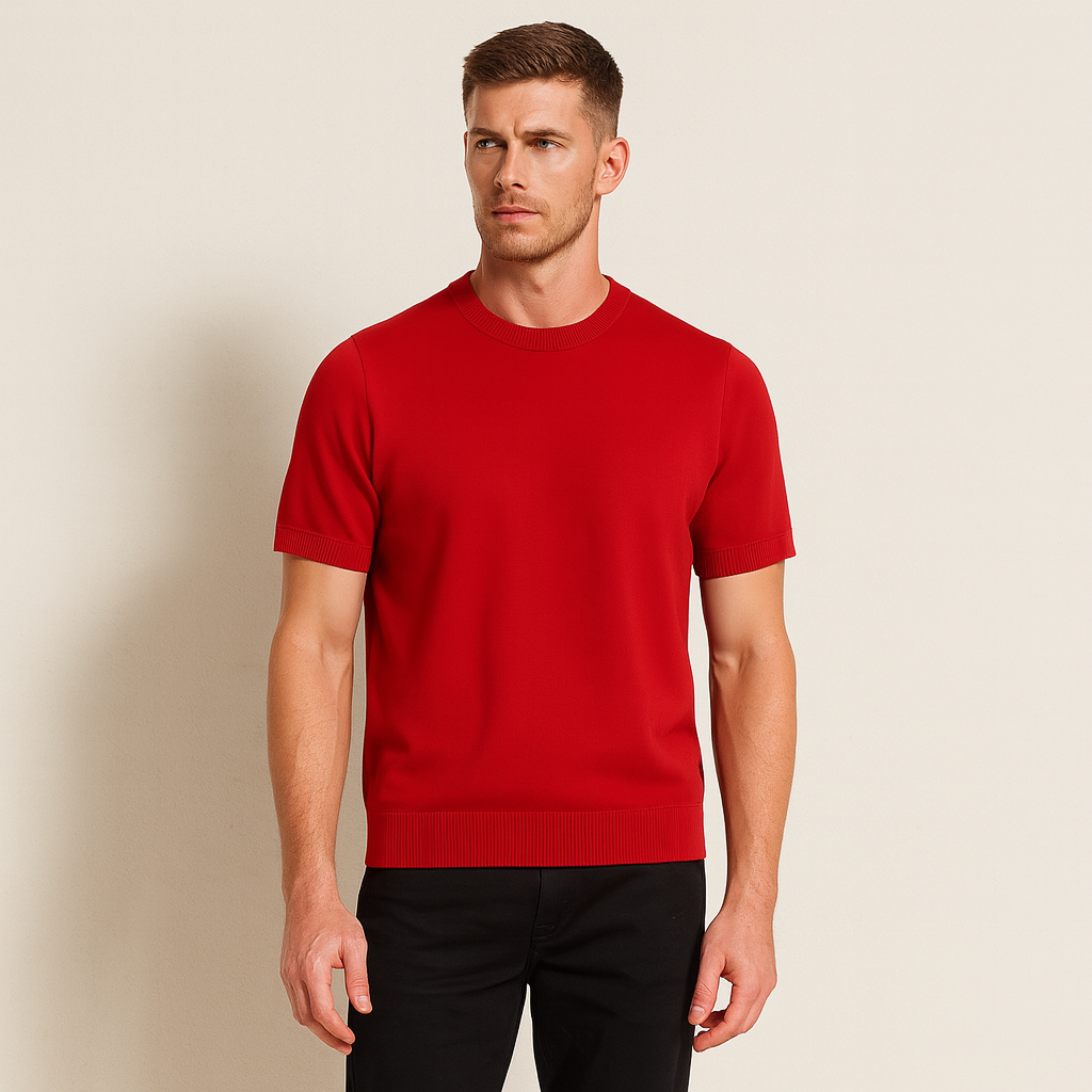 Slim Fit Men's Cashmere Short Sleeve Shirt