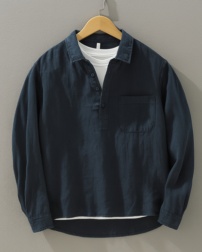 Men's Relaxed Fit Long Sleeve Cotton Shirt - OutfitLondon