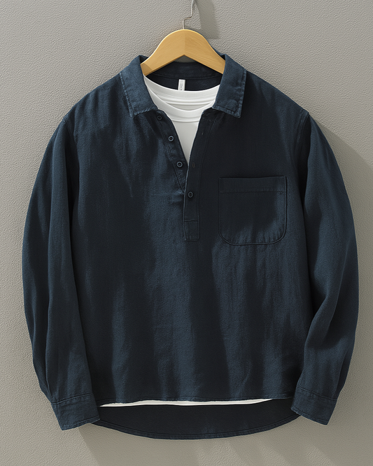 Men's Relaxed Fit Long Sleeve Cotton Shirt - OutfitLondon