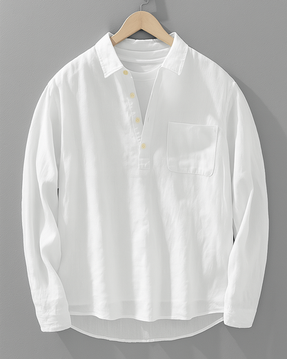Men's Relaxed Fit Long Sleeve Cotton Shirt