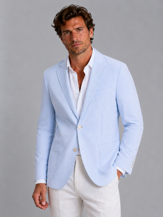 Men's Lightweight Tailored Striped Blazer Jacket