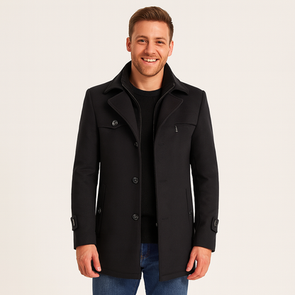 Warm Navy Classic Winter Coat - OutfitLondon