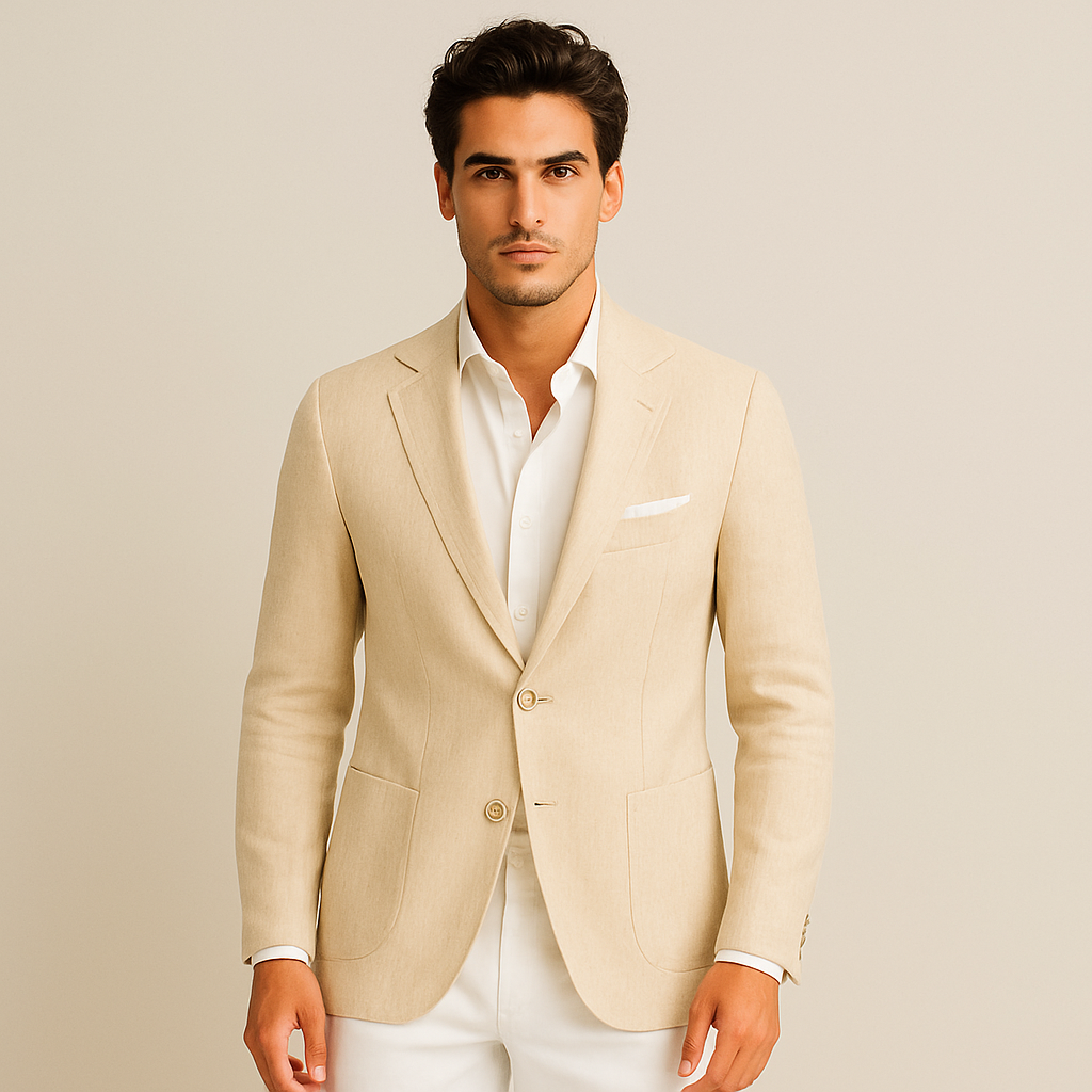 Lightweight Beige Summer Jacket for Men - Wedding Guest Wear