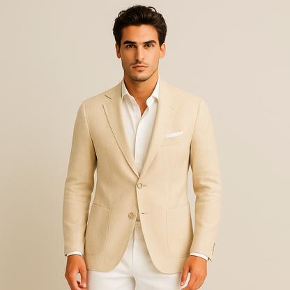 Lightweight Beige Summer Jacket for Men - Wedding Guest Wear