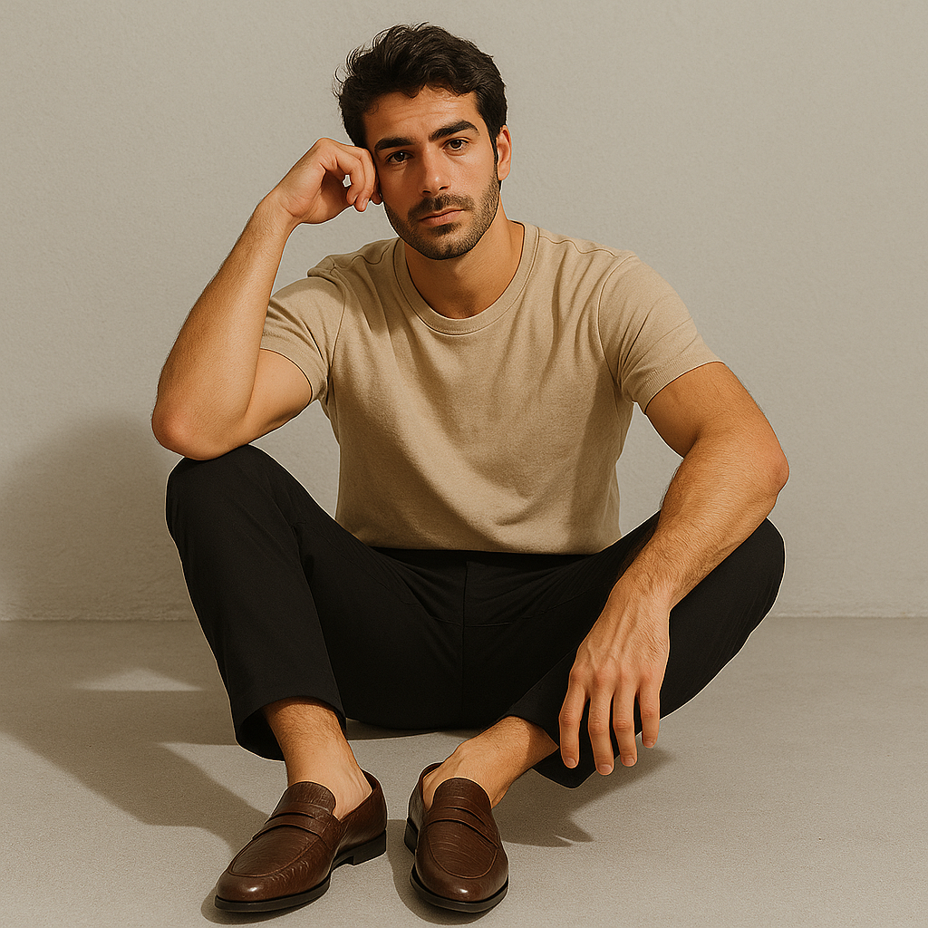Classic Brown Leather Slip On Shoes for Men
