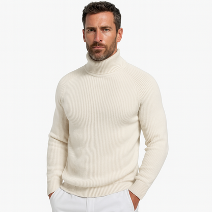 Thick Cable Knit Men's Turtleneck Sweater - OutfitLondon