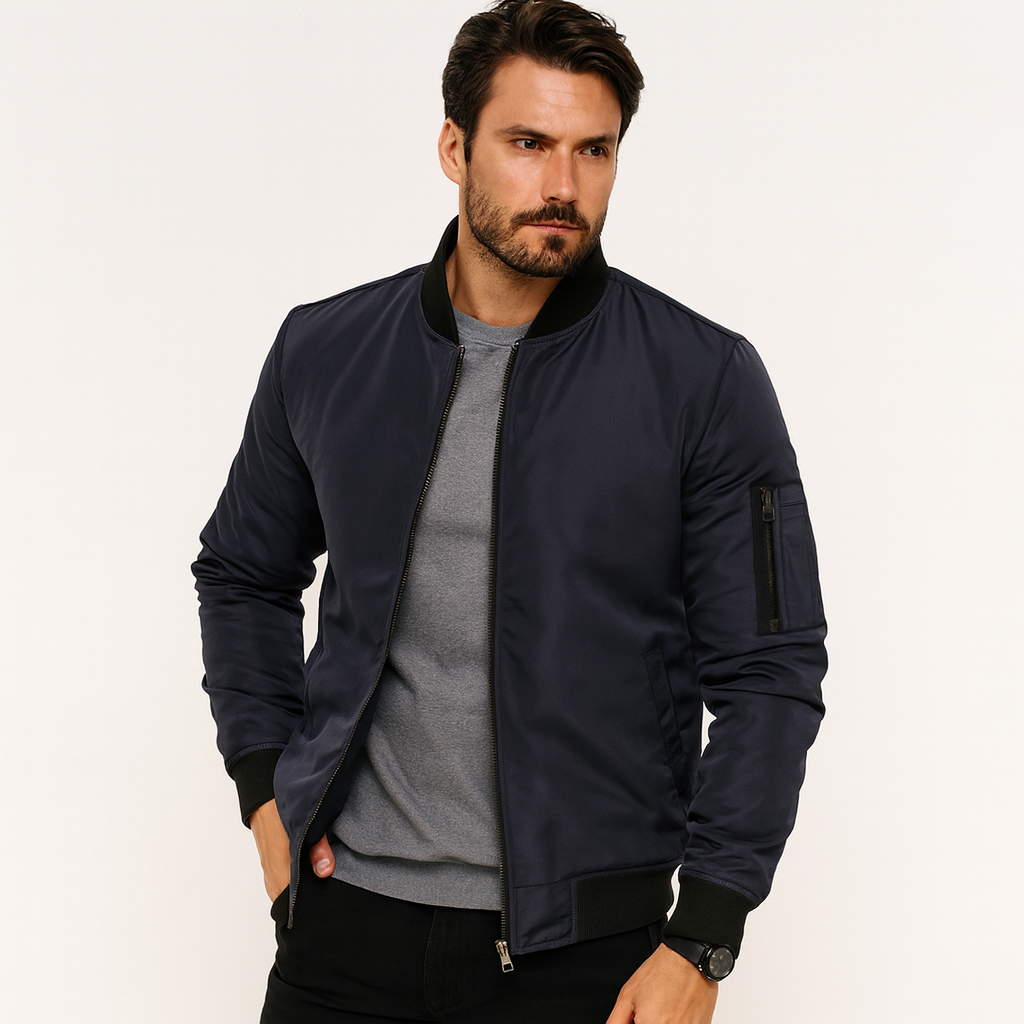 Men's Slim Fit Soft Bomber Jacket - OutfitLondon