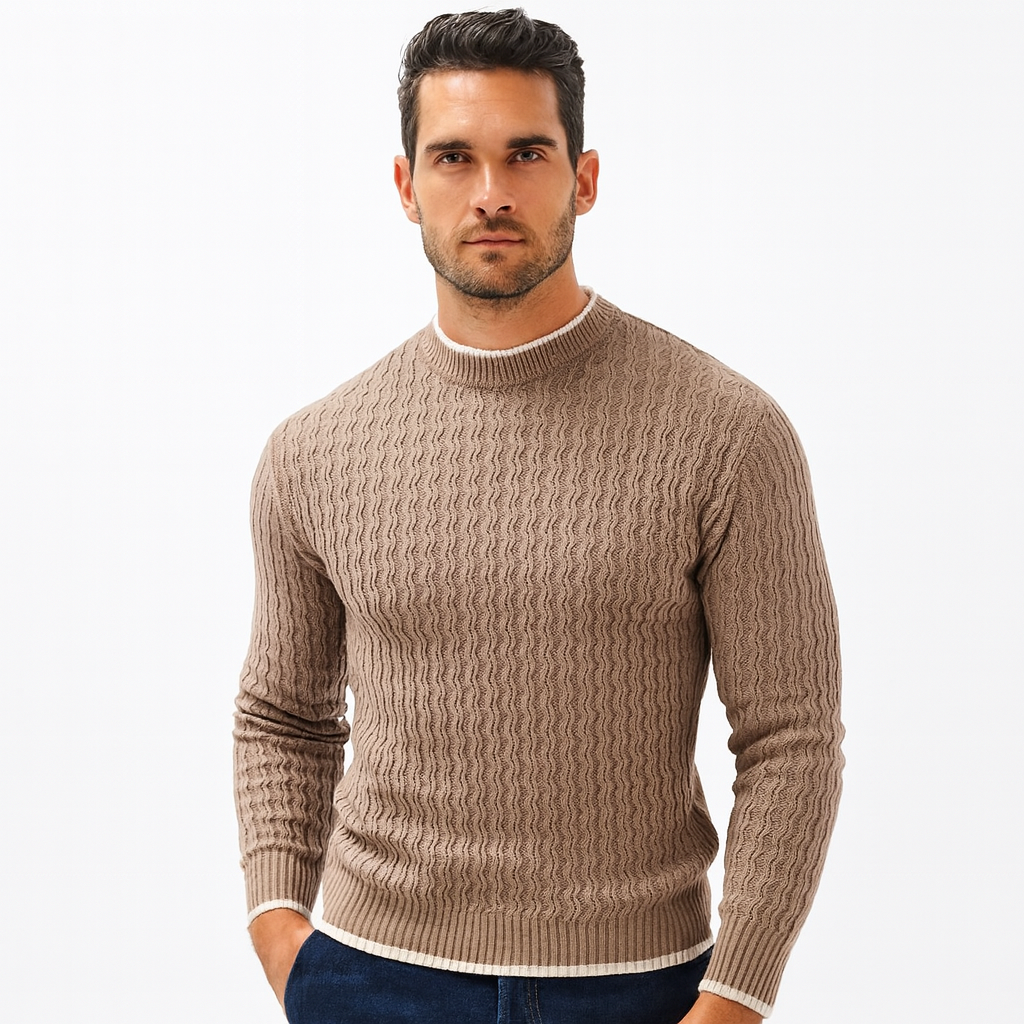 Relaxed Fit Textured Crew Sweater - OutfitLondon