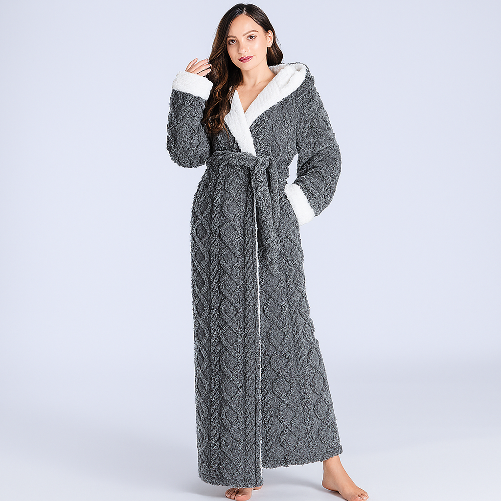 Plush Soft Hooded Bath Robe for Women