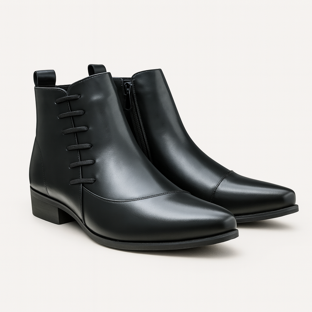 Stylish Men's Black Leather Ankle Chelsea Boots - OutfitLondon