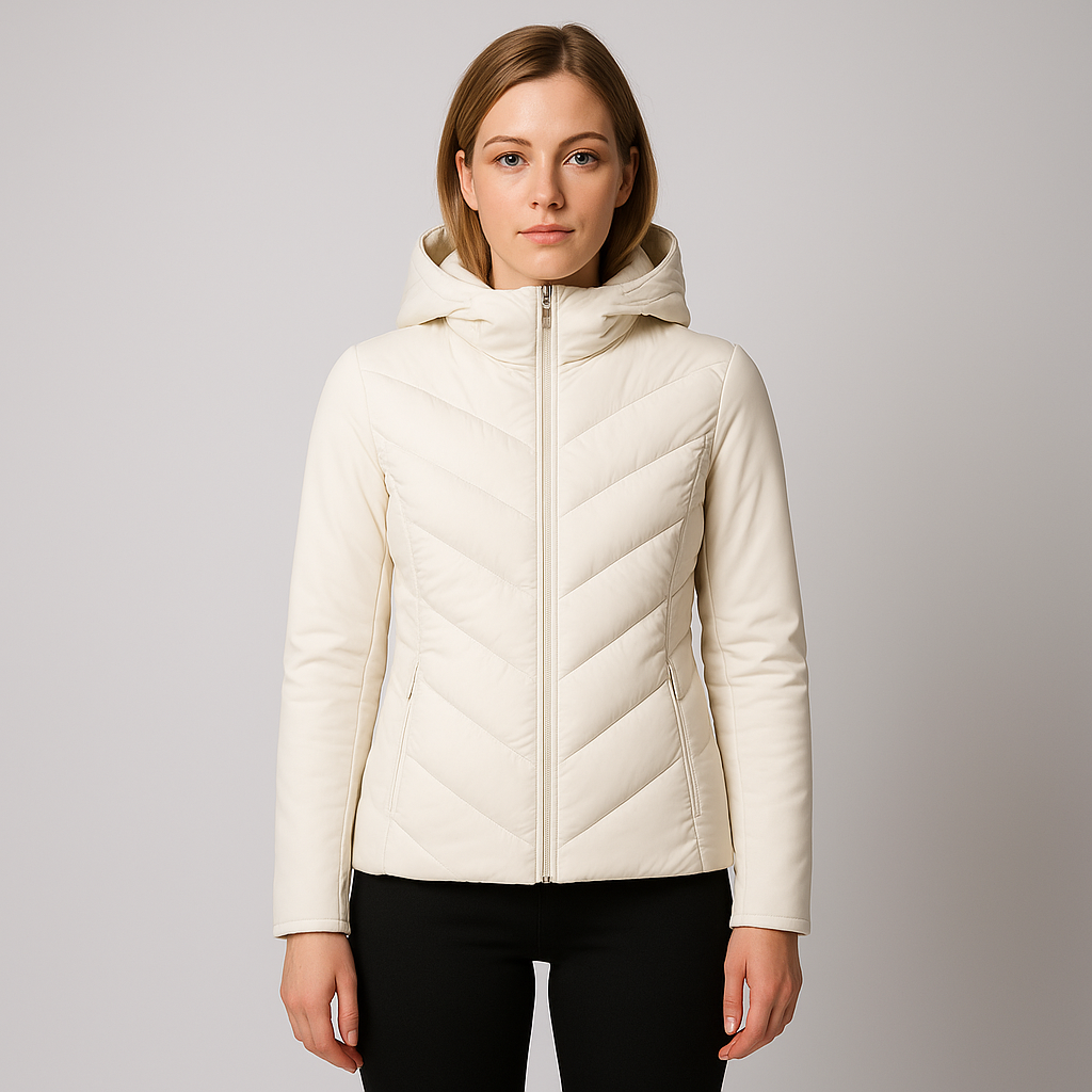 Women's Fitted Hooded Quilted Jacket Coat - OutfitLondon