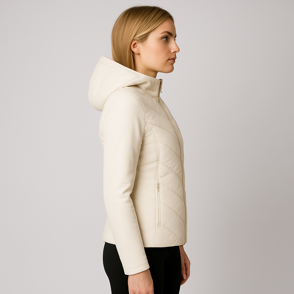 Women's Fitted Hooded Quilted Jacket Coat